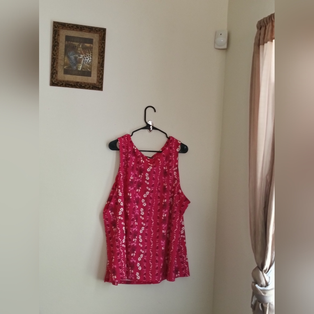 Isaac Mizrahi Top Women 3X Pink Floral Casual Beach Vacation Resort Tank Tops
